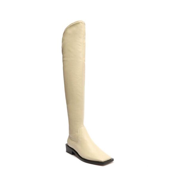 NEW Schutz Guily Up Over the Knee Boot Color EGGSHELL Square toe Size 6 - Picture 1 of 13